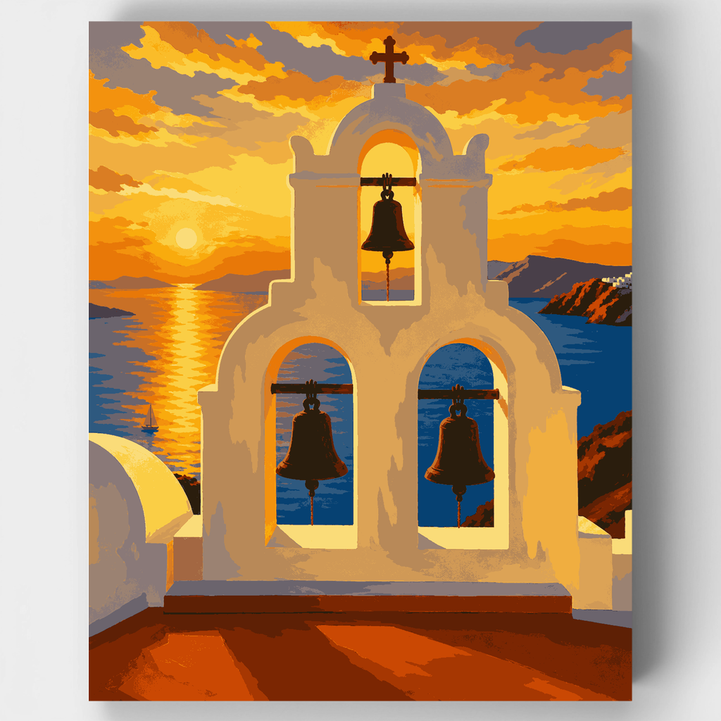 Campanas al atardecer en Santorini - Kit de pintura por números — Estándar