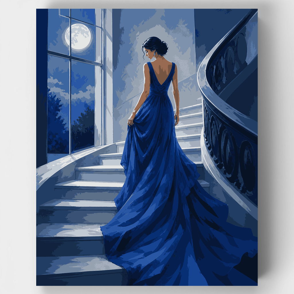 Kit de pintura por números - Escalinata del vestido de zafiro — Estándar
