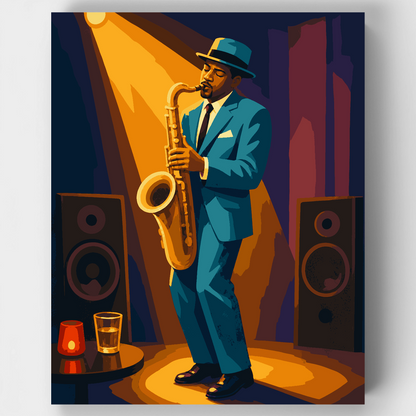 Sax Under Spotlight - Paint by Numbers Kit