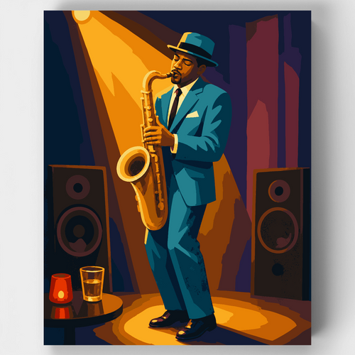 Sax Under Spotlight - Paint by Numbers Kit