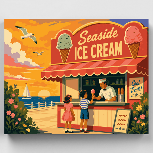 Seaside Ice Cream Stand - Paint by Numbers Kit
