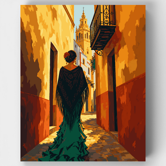 Seville Alleyway Dancer - Paint by Numbers Kit