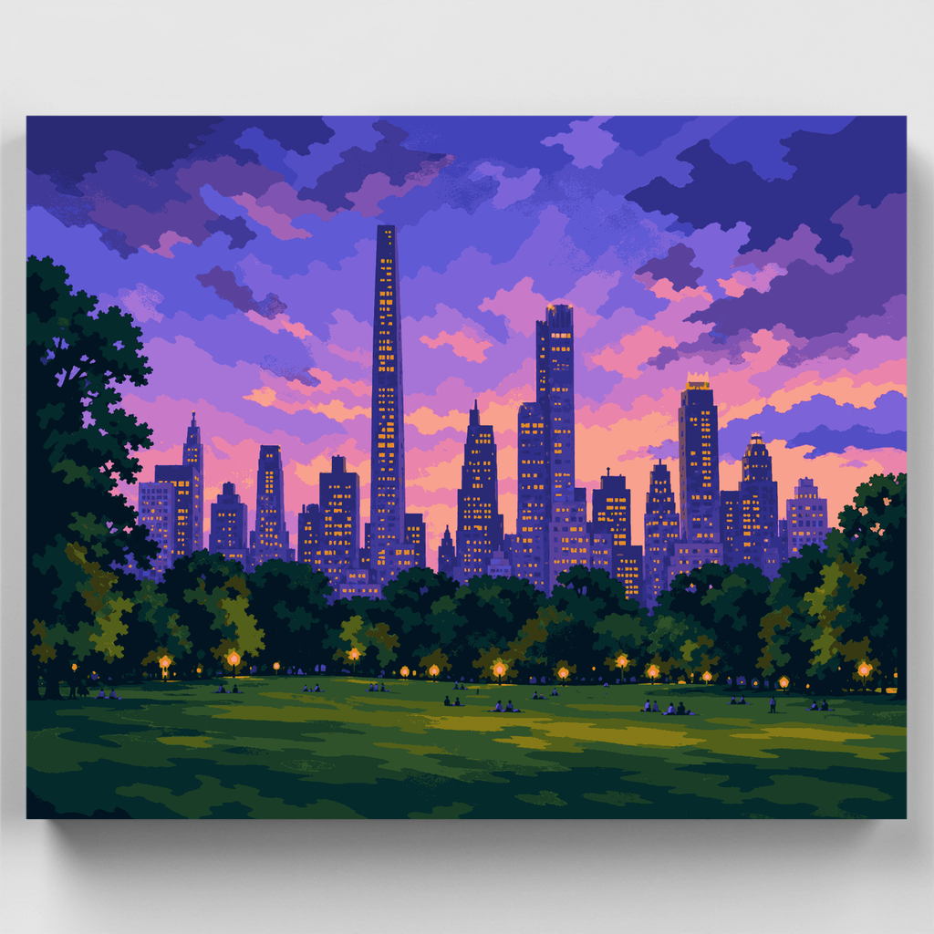 Atardecer en Sheep Meadow - Kit de pintura por números — Estándar