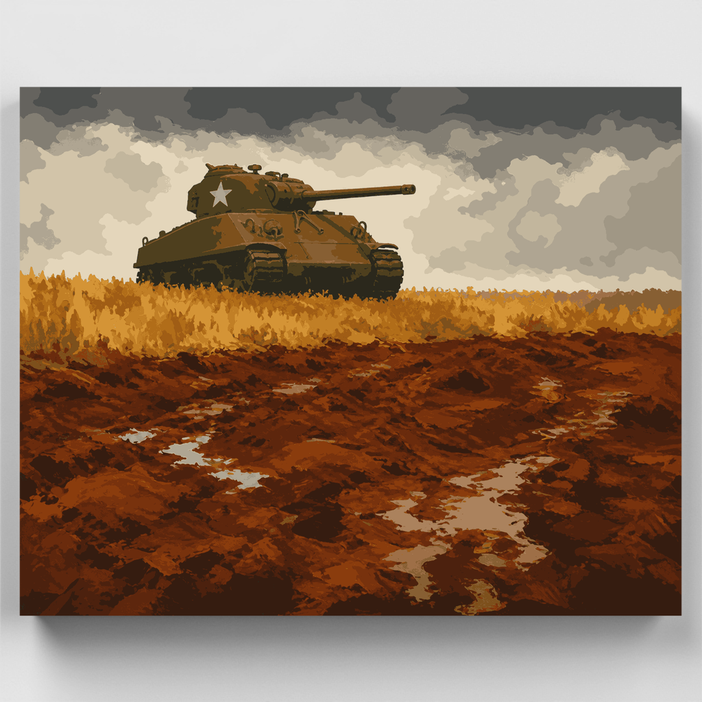 Sherman Tank Fields - Paint by Numbers Kit