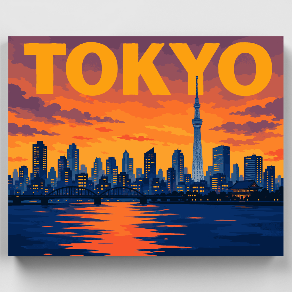 Skytree al atardecer - Kit de pintura por números — Estándar