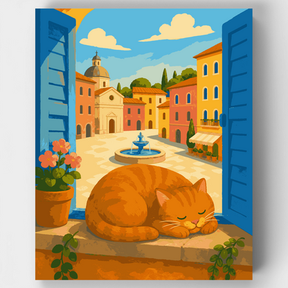 Sleeping Cat in Rome - Paint by Numbers Kit