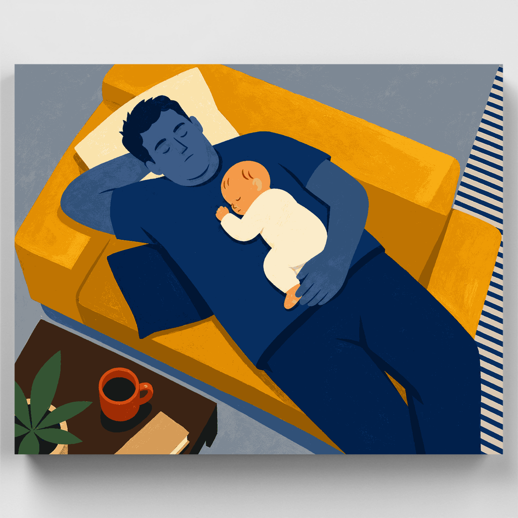Papá y bebé durmiendo - Kit de pintura por números — Estándar