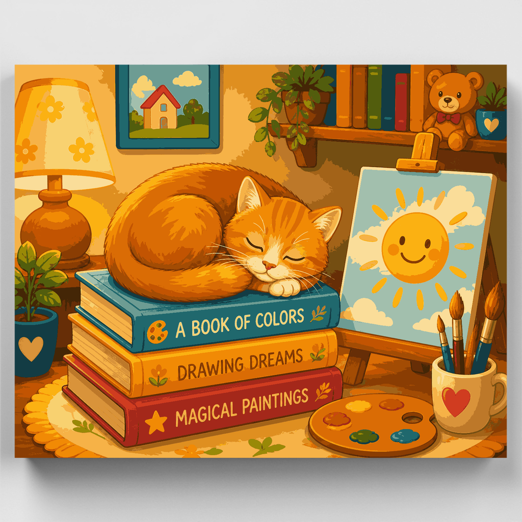Kit de pintura por números: Gato dormilón y luz de sol — Estándar