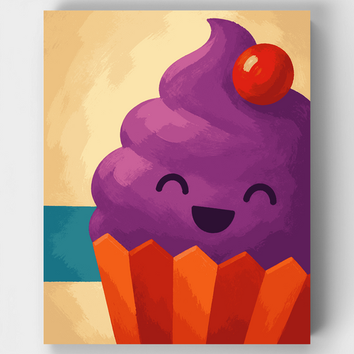 Smiling Cupcake Swirl - Paint by Numbers Kit