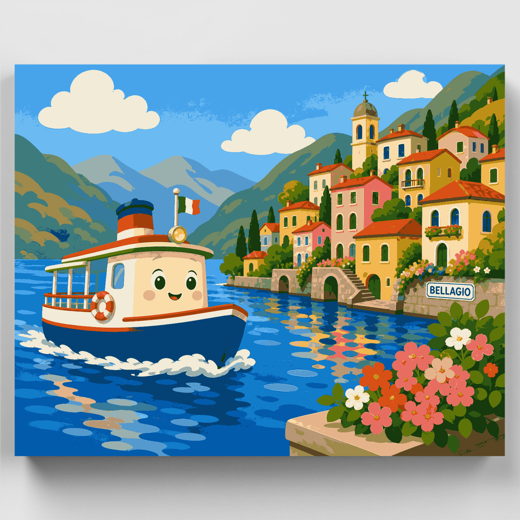 Smiling Ferry Bellagio - Kit de pintura por números — Estándar