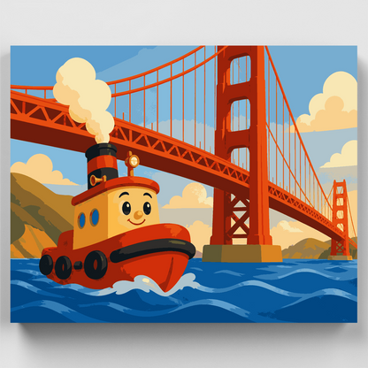 Smiling Tugboat Bridge - Paint by Numbers Kit