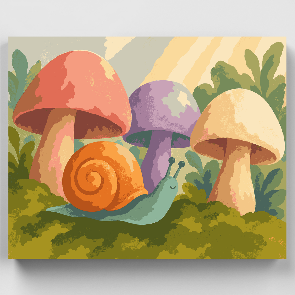 Snail Among Mushrooms - Paint by Numbers Kit