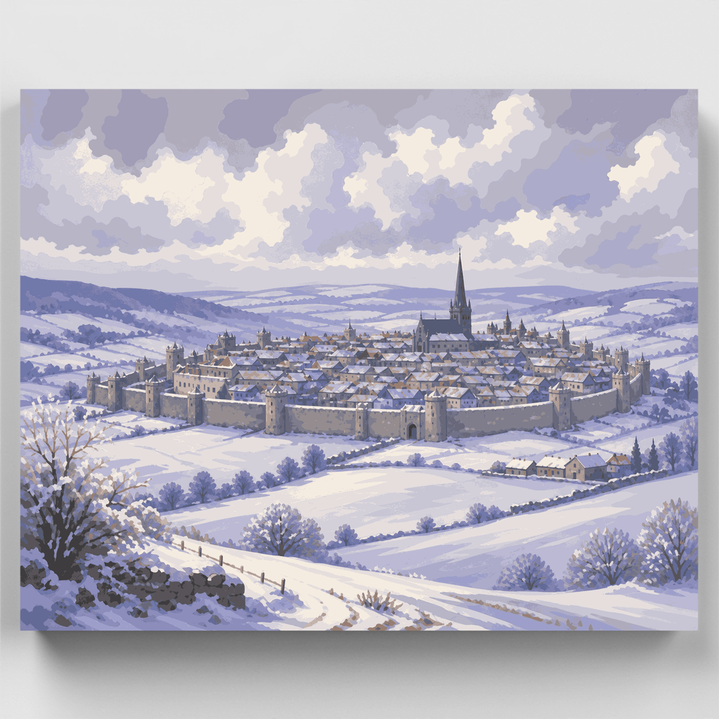 Snowbound Walled Town - Paint by Numbers Kit