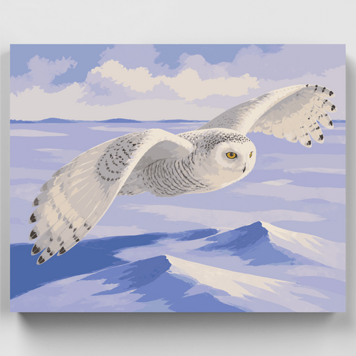 Snowy Owl in Flight - Paint by Numbers Kit