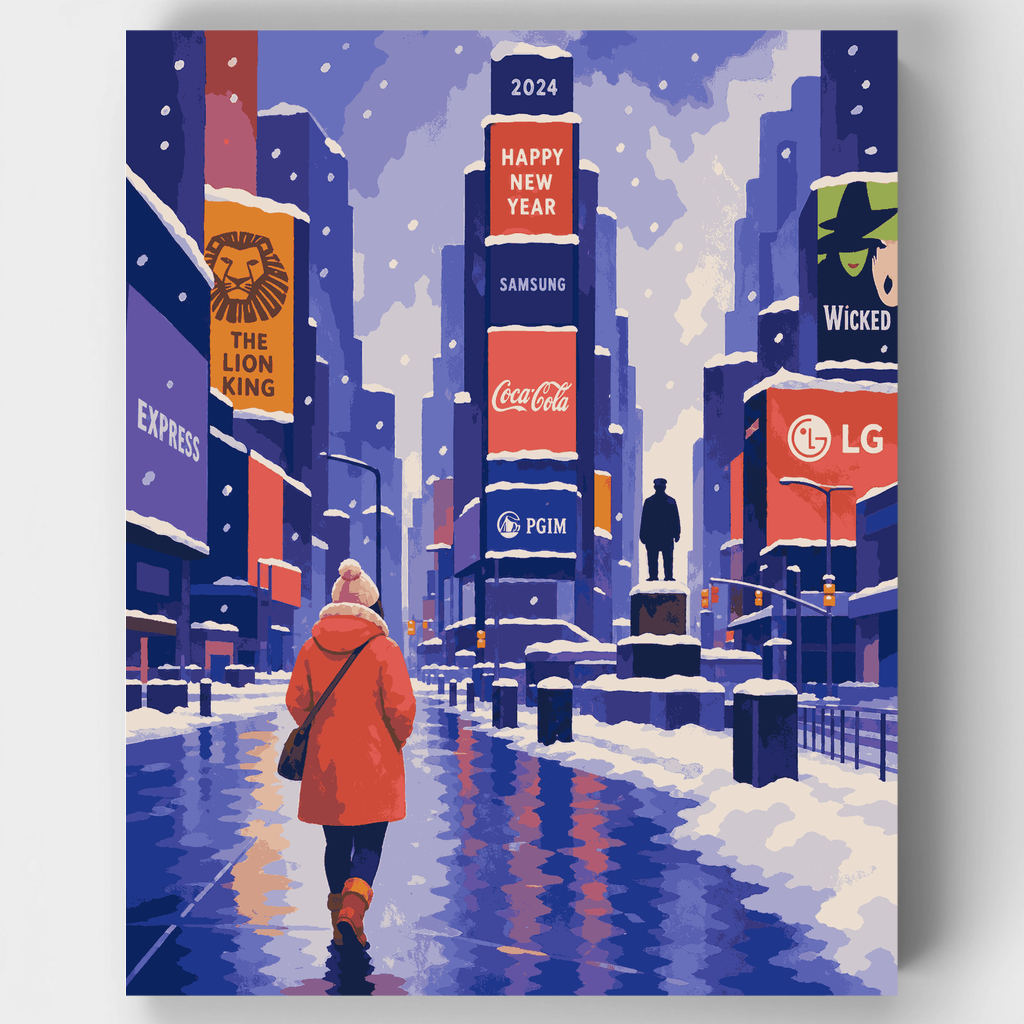 Mañana nevada en Times Square - Kit de pintura por números — Estándar