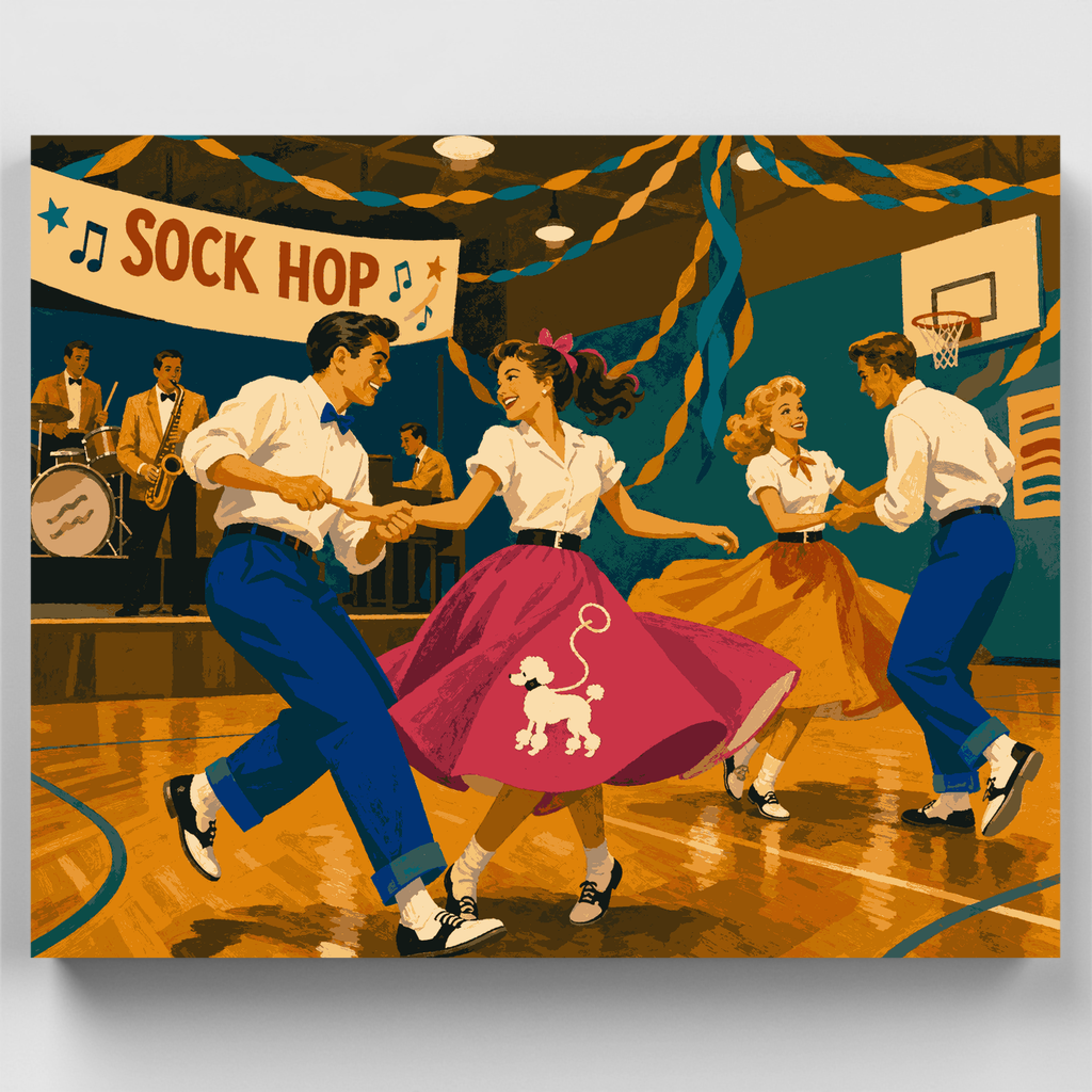 Kit de pintura por números - Baile de época (Sock Hop) — Estándar