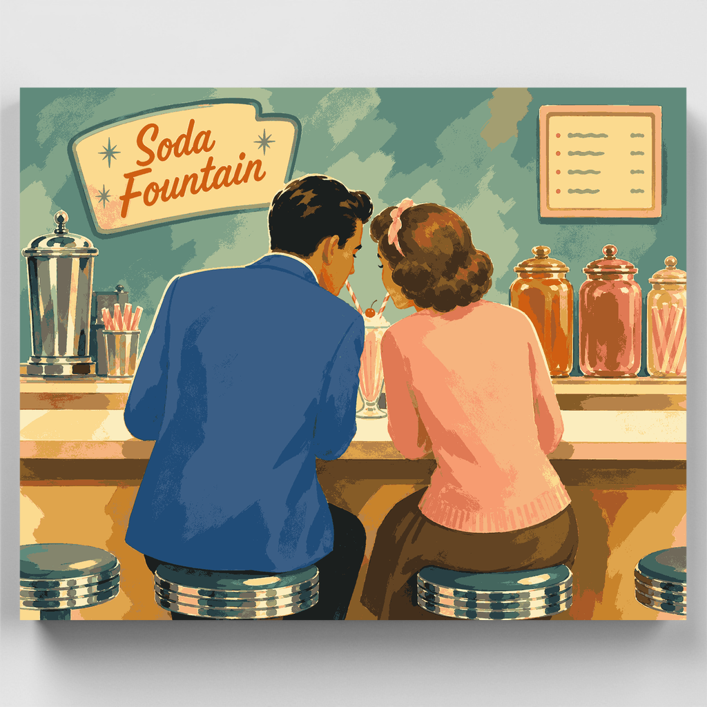 Cita en la fuente de sodas - Kit de pintura por números — Estándar