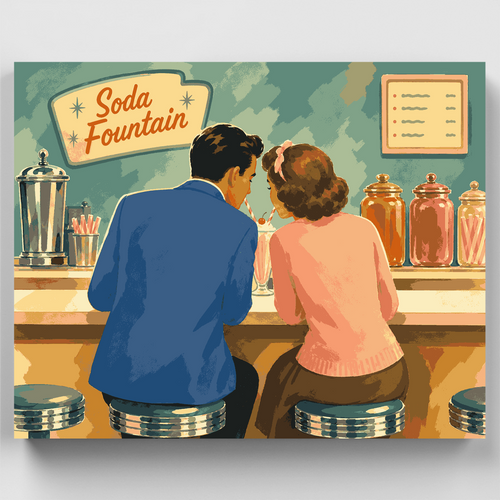 Soda Fountain Date - Paint by Numbers Kit