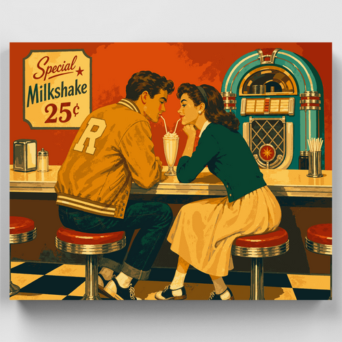 Soda Shop Romance - Paint by Numbers Kit