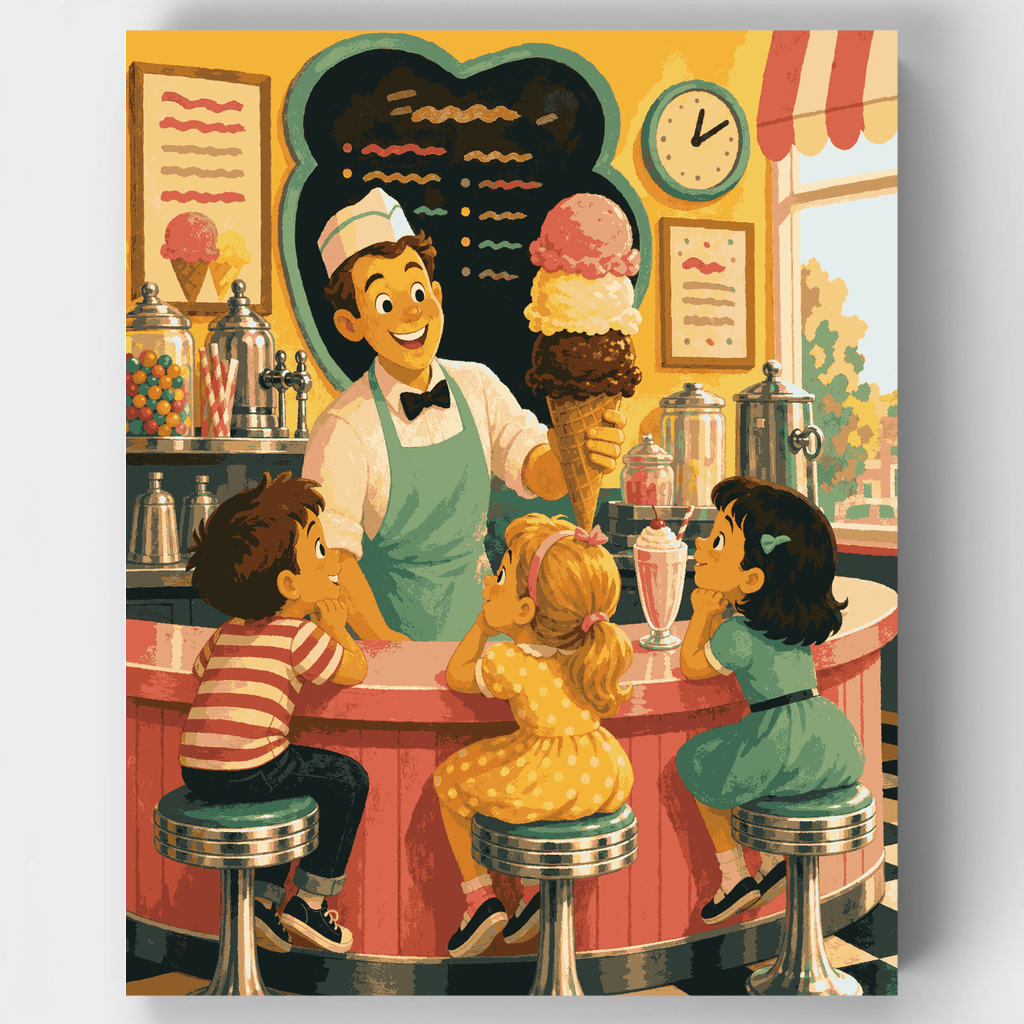 Amantes de la fuente de soda - Kit de pintura por números — Estándar