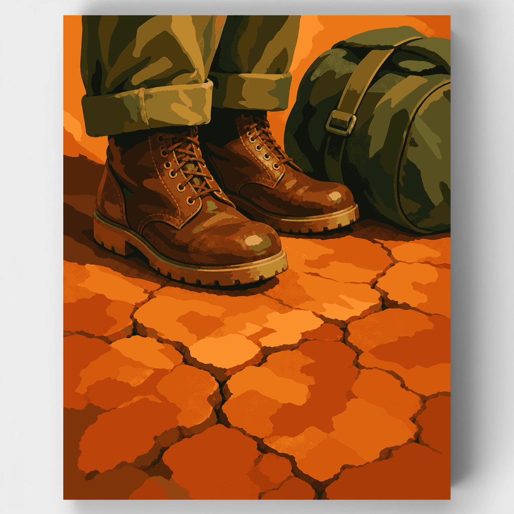 Soldier's Worn Boots - Paint by Numbers Kit