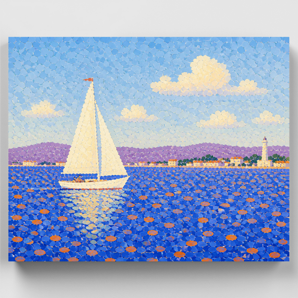 Solitary Sail, Cobalt Harbor - Paint by Numbers Kit