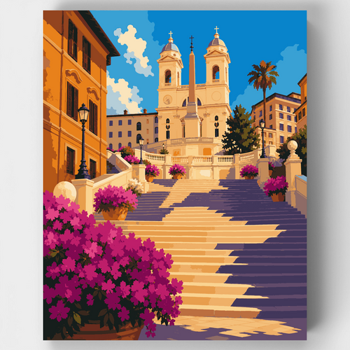 Spanish Steps in Bloom - Paint by Numbers Kit