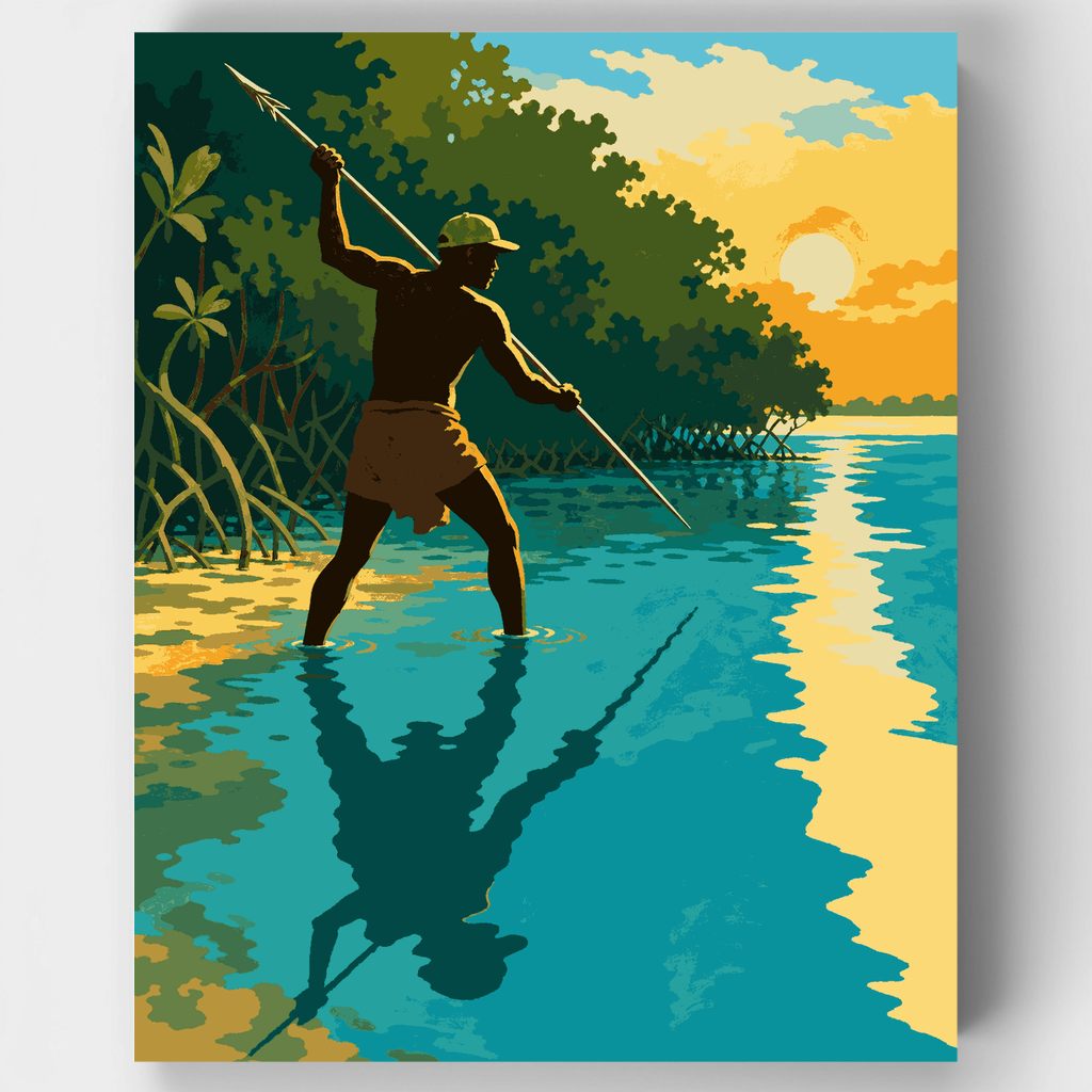 Spearfisher at Sunset - Paint by Numbers Kit