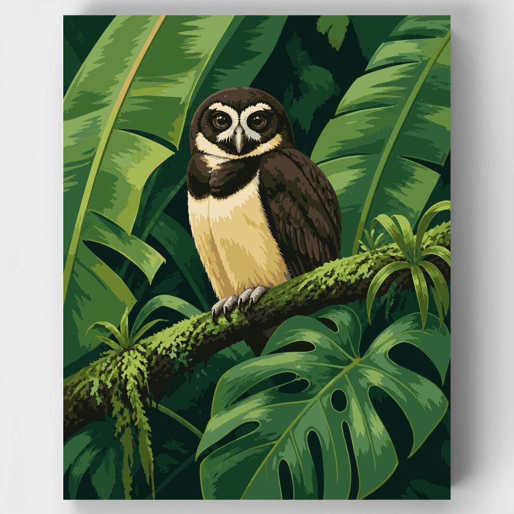 Búho de anteojos en la selva - Kit de pintura por números — Estándar