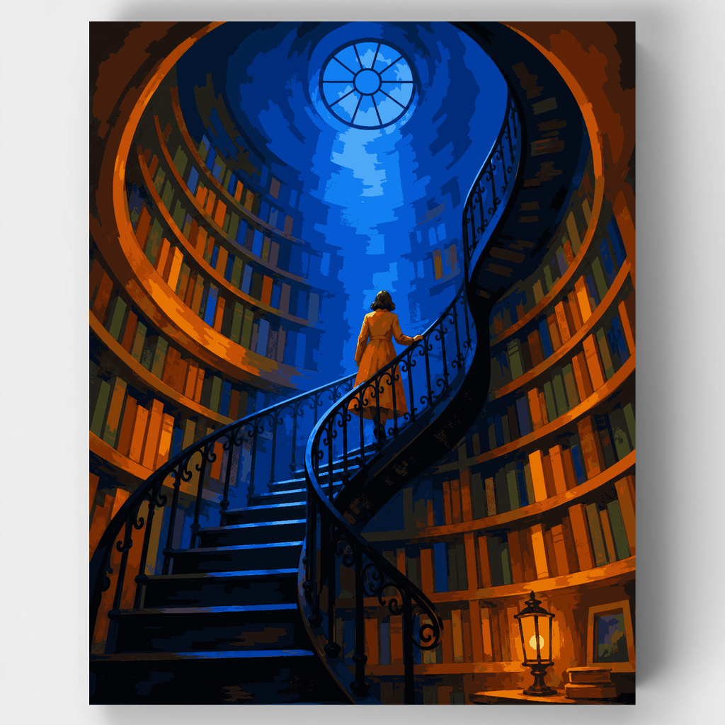 Biblioteca con escalera de caracol - Kit de pintura por números — Estándar