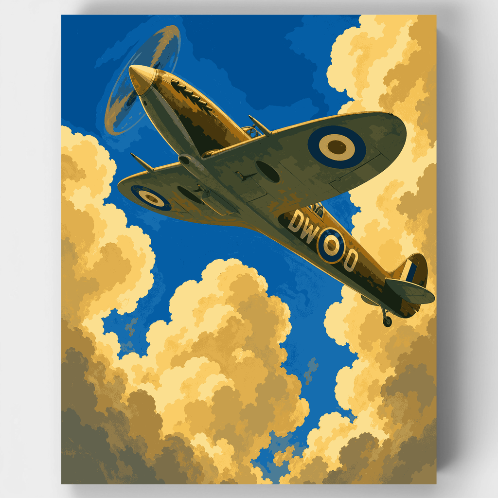 Kit de pintura por números: Spitfire sobre las nubes — Estándar