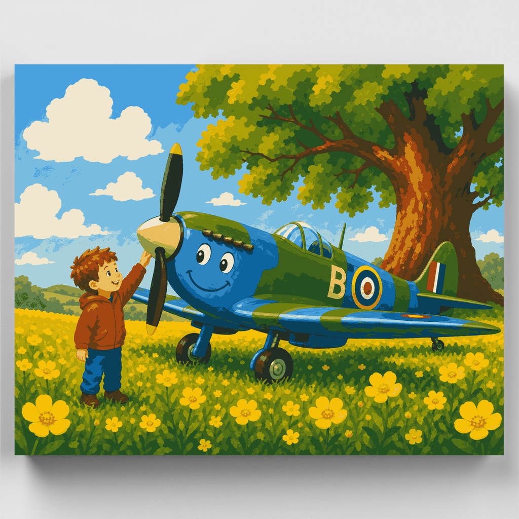 Kit de pintura por números: Spitfire y niño — Estándar