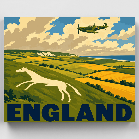 Spitfire Over White Horse - Paint by Numbers Kit