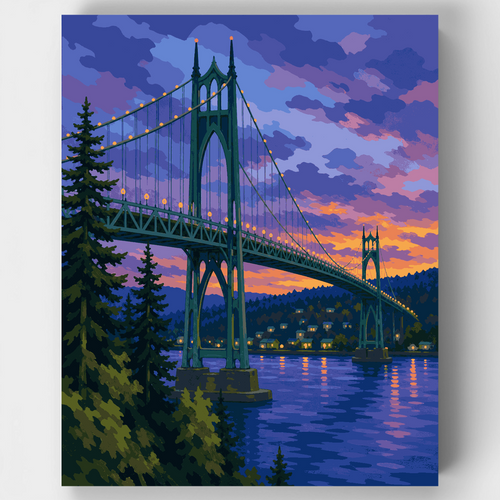 St. Johns Bridge Twilight - Paint by Numbers Kit