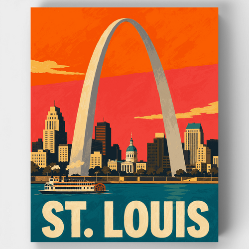St. Louis Gateway Arch Skyline - Paint by Numbers Kit