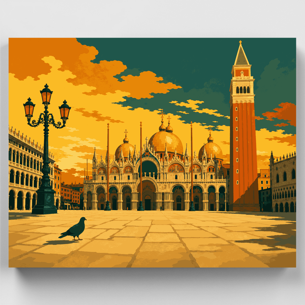 St. Mark's Square Sunset - Paint by Numbers Kit