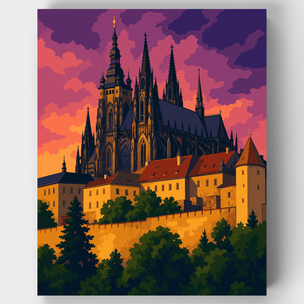 Catedral de San Vito al atardecer - Kit de pintura por números — Estándar