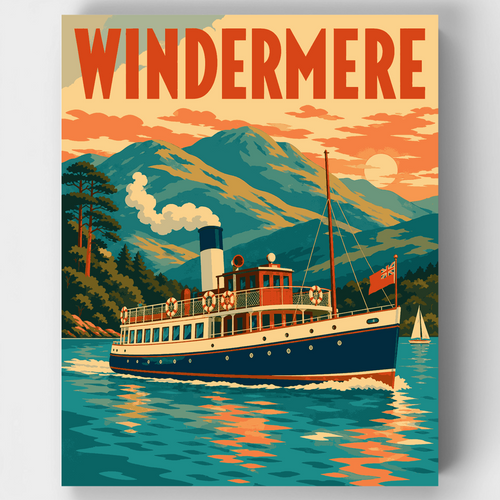 Steamer on Windermere - Paint by Numbers Kit