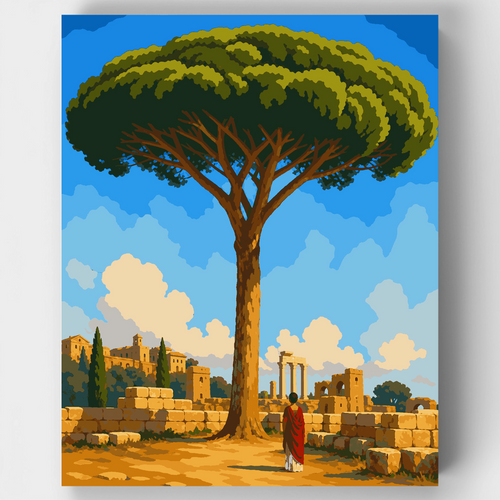 Stone Ruins & Pine - Paint by Numbers Kit