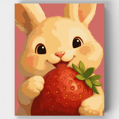 Strawberry-Loving Bunny - Paint by Numbers Kit
