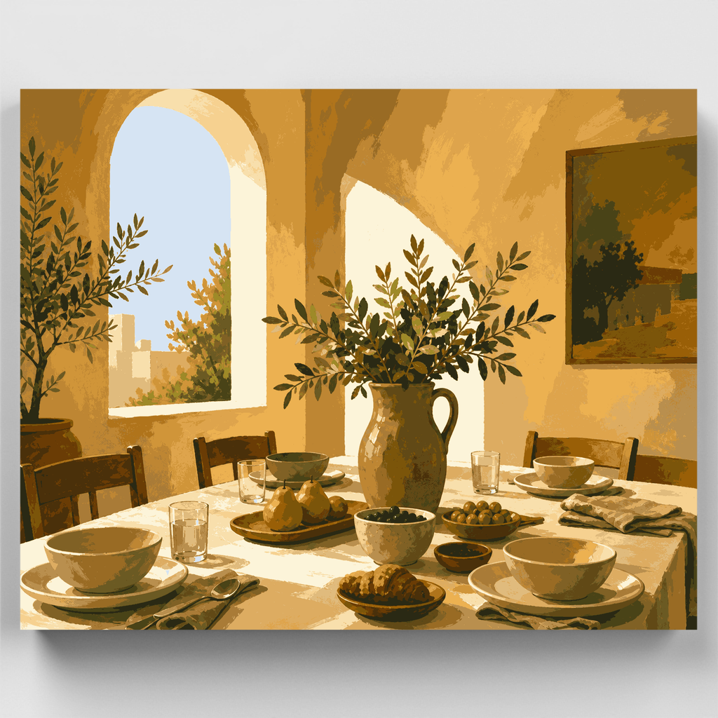 Brunch en terracota al sol - Kit de pintura por números — Estándar