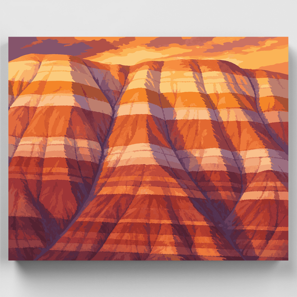 Kit de pintura por números - Estratos de Badlands al atardecer — Estándar