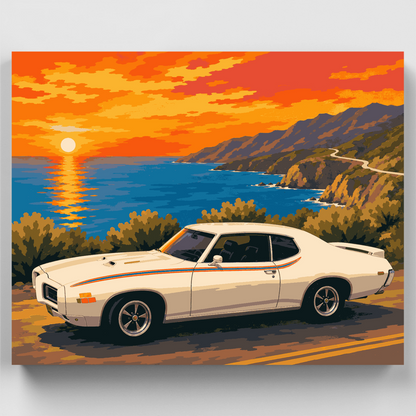 Sunset Coastal Muscle Car - Paint by Numbers Kit