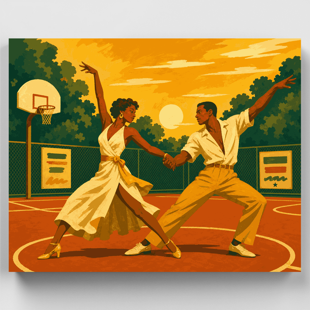 Kit de pintura por números: Baile en Sunset Court — Estándar