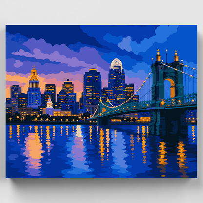 Suspension Bridge Skyline - Paint by Numbers Kit