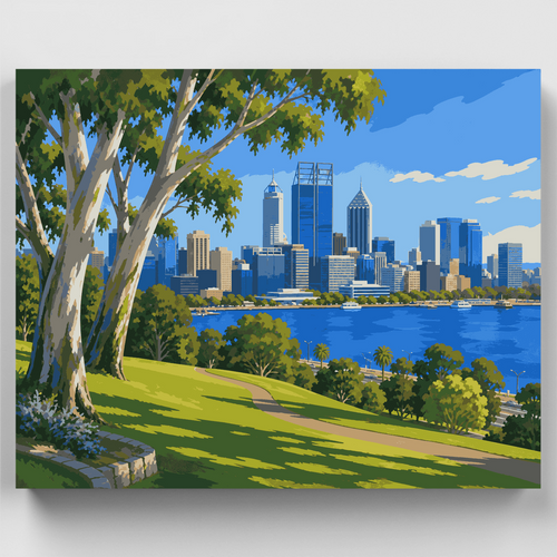 Swan River Skyline - Paint by Numbers Kit