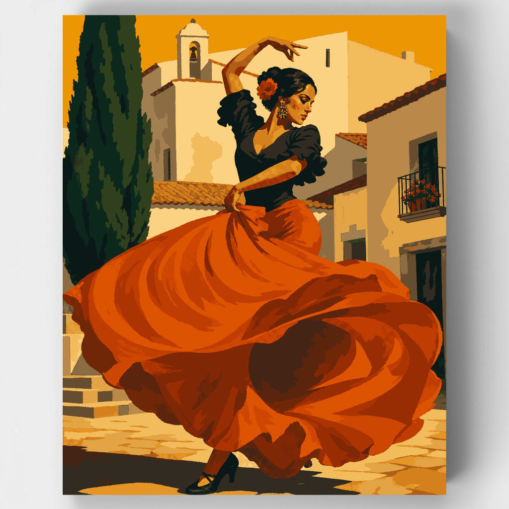 Falda naranja giratoria - Kit de pintura por números — Estándar