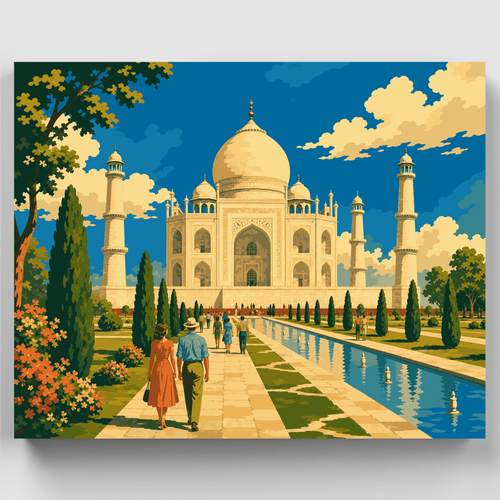 Taj Mahal Garden Walk - Paint by Numbers Kit