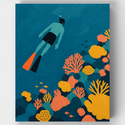 Tangerine Fin Snorkeler - Paint by Numbers Kit