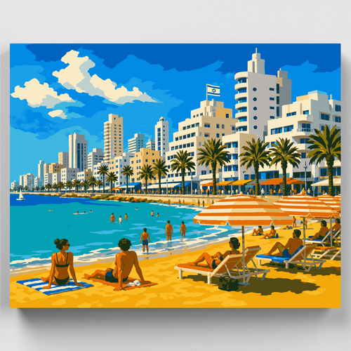 Tel Aviv Beach Umbrellas - Paint by Numbers Kit